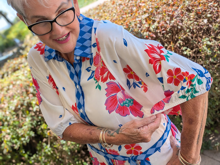 Tropical Hibiscus Maxi Shirt Dress