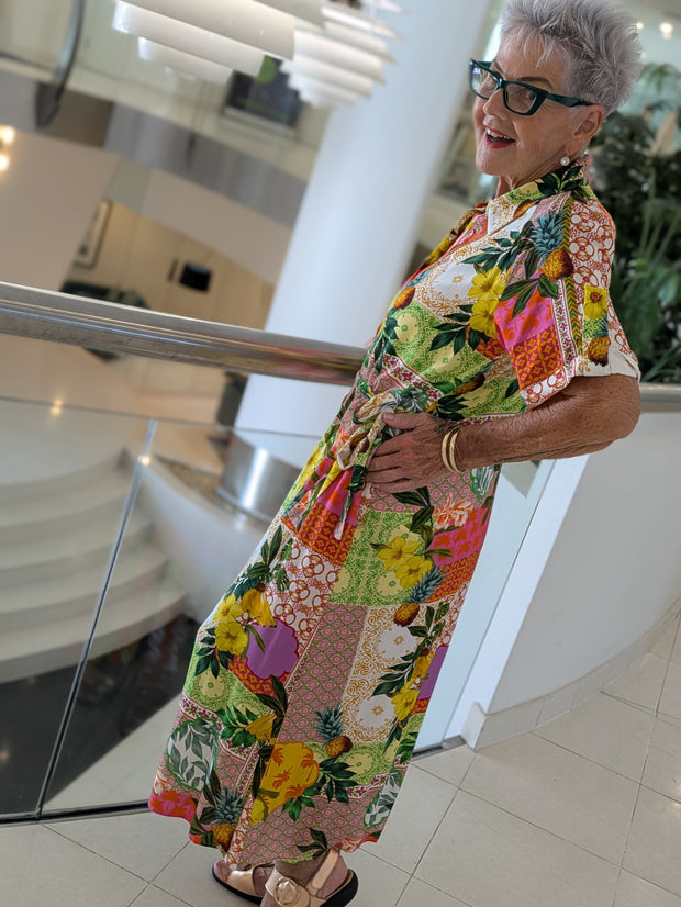 Tutti Fruity Maxi Shirt Dress